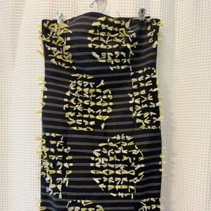 NWT! Worth New York Strapless Cocktail Dress Navy-Yellow Funky 3-D
